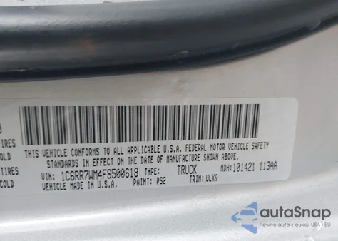 2015 Ram 1500 Laramie Limited из США, поврежденный, VIN 1C6RR7WM4FS500618